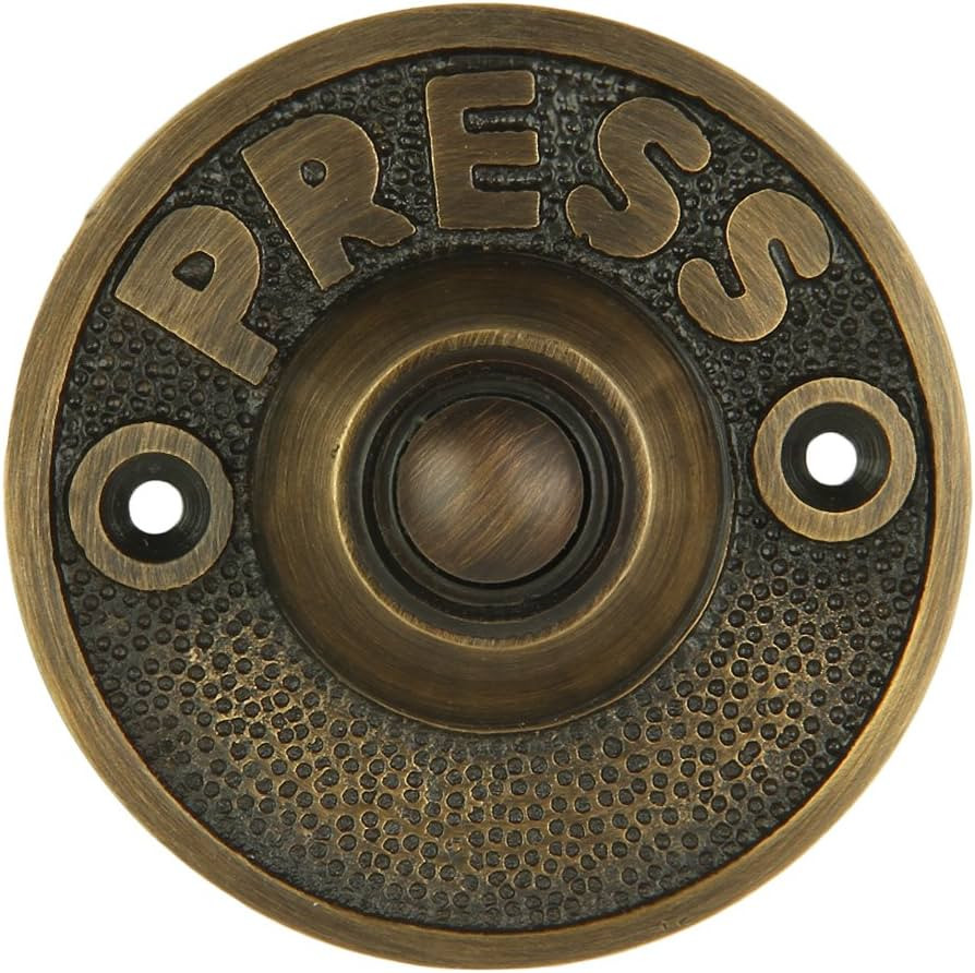 Wired Brass Circular Doorbell Chime Push Button in Antique Brass Finish Vintage Decorative Door B... | Amazon (US)