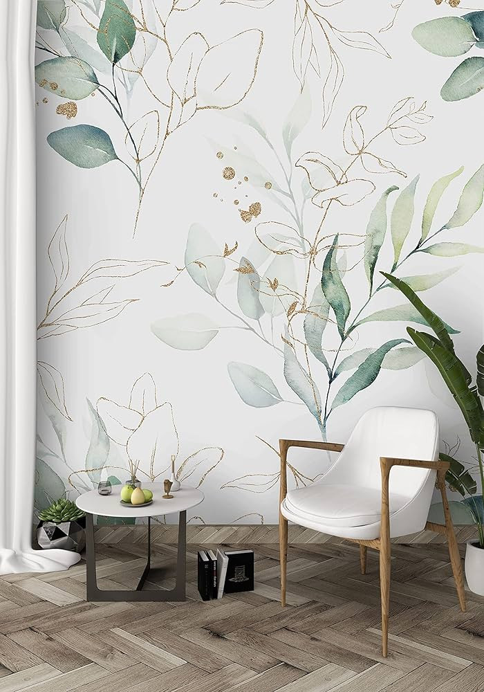 Green Eucalyptus Leaves Branches Peel and Stick Wallpaper - Removable Botanical Wall Decal - Flor... | Amazon (US)