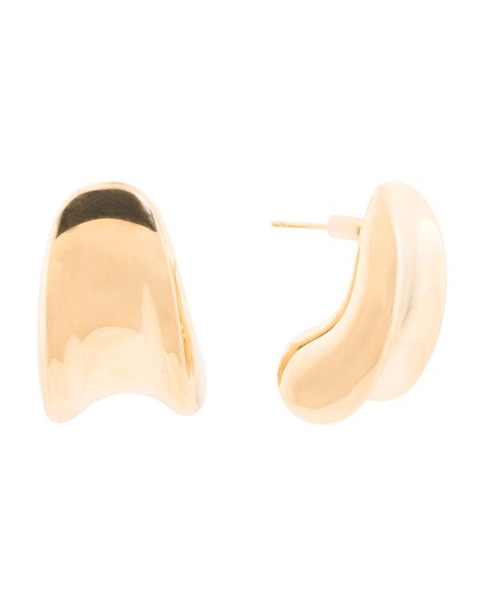 Made In Italy 14k Gold Concave Curve Post Earrings | TJ Maxx