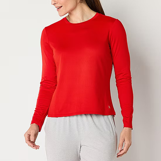 new!Xersion Womens Crew Neck Long Sleeve T-Shirt | JCPenney