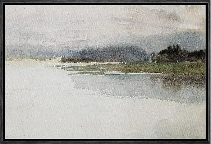 SIGNLEADER Framed Canvas Print Wall Art Serene Watercolor Lake Scene Subtle Hues Nature Wildernes... | Amazon (US)