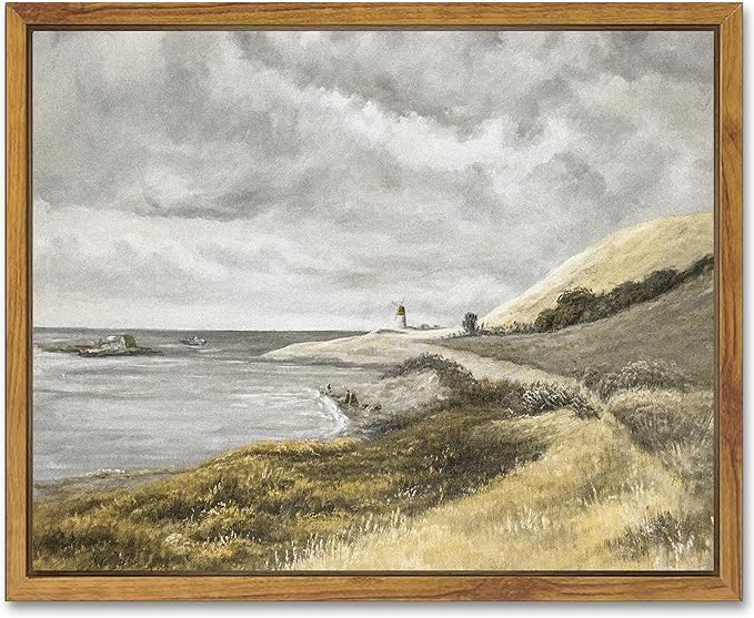 SHENIFY Coastal Framed Canvas Wall Art Vintage Landscape Seascape Classic Hallway Kitchen Office ... | Amazon (US)