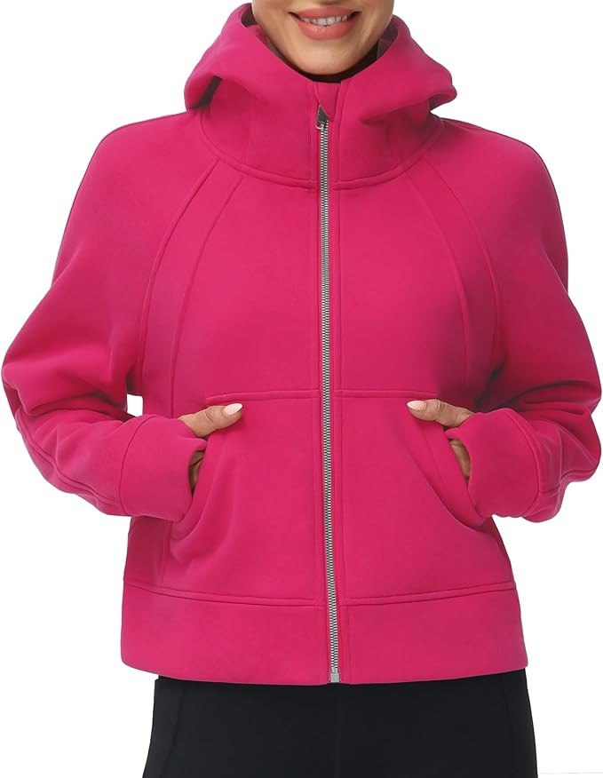 THE GYM PEOPLE Women's Full-Zip Up Hoodies Jacket Fleece Workout Crop Tops Sweatshirts with Pocke... | Amazon (US)