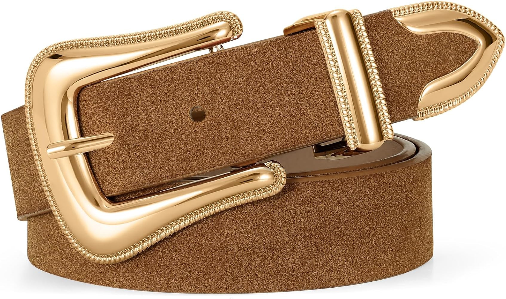 XZQTIVE Women’s Western Suede Leather Belt with Retro Gold Buckle – Adjustable Cowgirl Belt f... | Amazon (US)