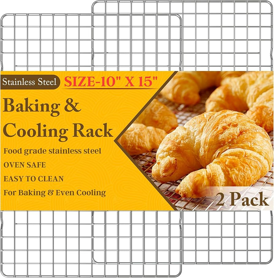 2PCS Cooling Racks for Cooking and Baking - 10" x 15"Heavy Duty Stainless Steel Wire Rack for Bak... | Amazon (US)
