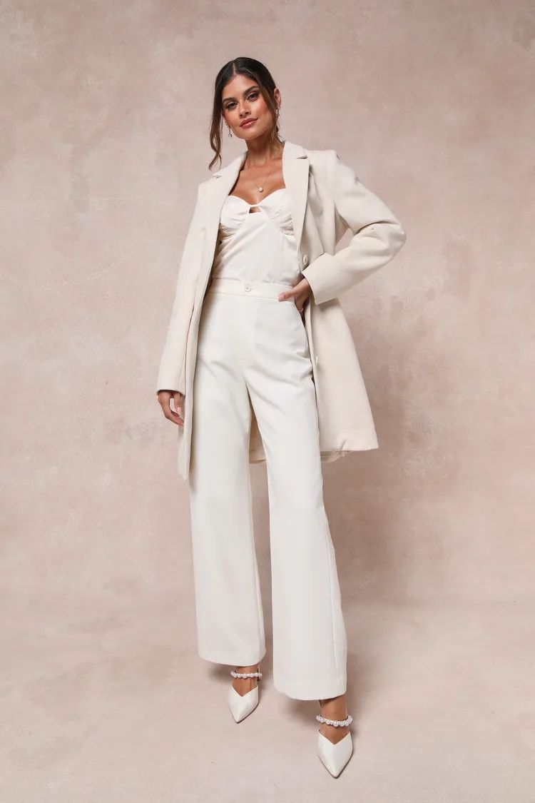 Harriet Ivory Button-Front Belted Coat | Lulus (US)