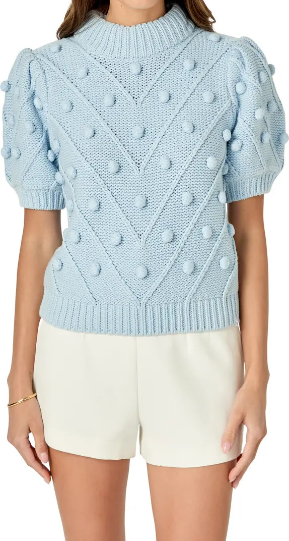 Pompom Puff Sleeve Sweater | Nordstrom