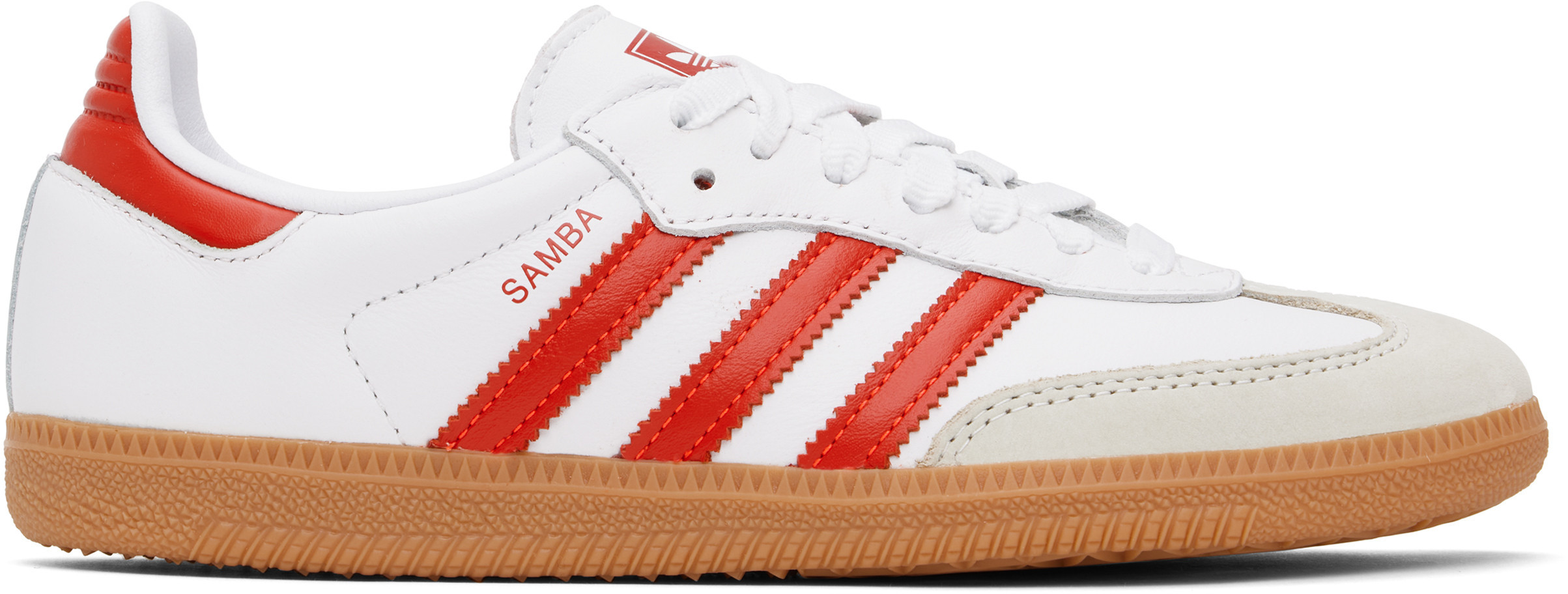 adidas Originals White & Red Samba OG Sneakers | SSENSE