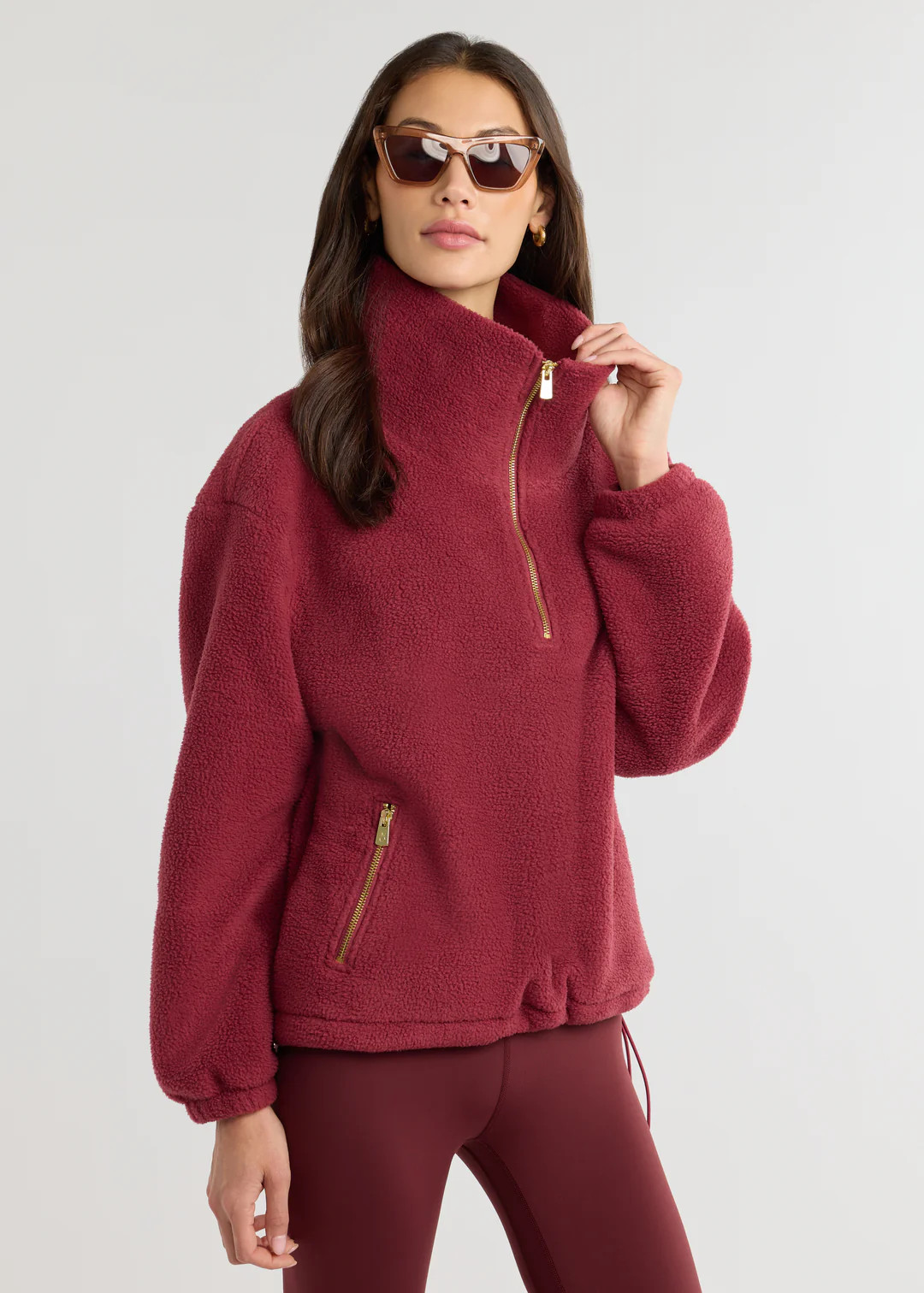 Hartley Pullover in Sherpa Fleece (Burgundy) | Dudley Stephens
