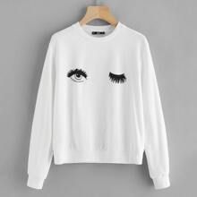Wink Eye Print Sweatshirt | SHEIN