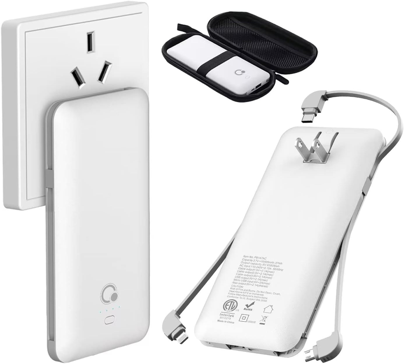 10000mAh Q Portable Charger, Ultra Slim USB C Power Bank, 4 Output Dual Input External Battery Pa... | Amazon (US)