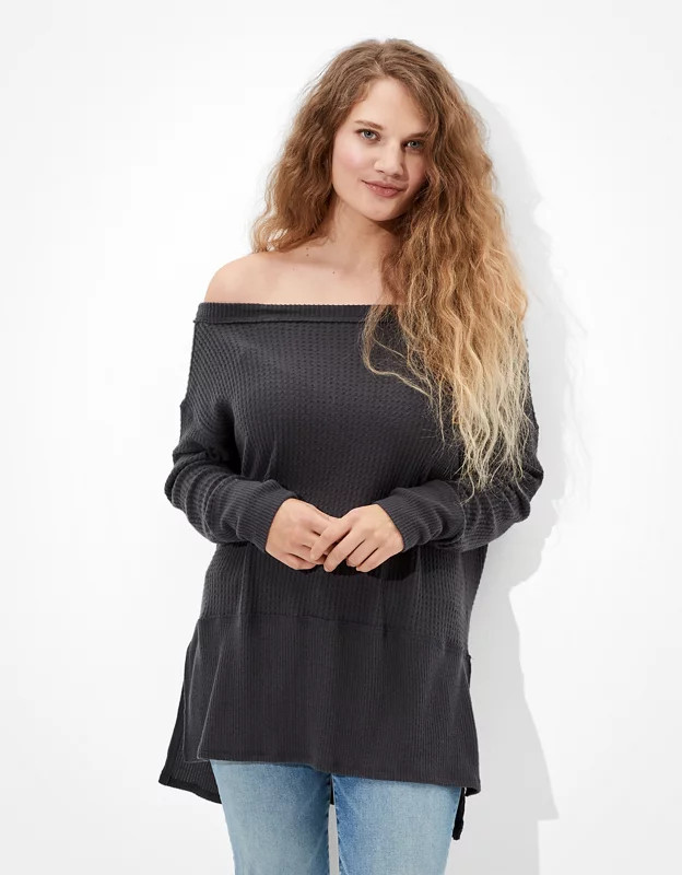 AE Plush Long Sleeve Crew Neck T-Shirt | American Eagle Outfitters (US & CA)