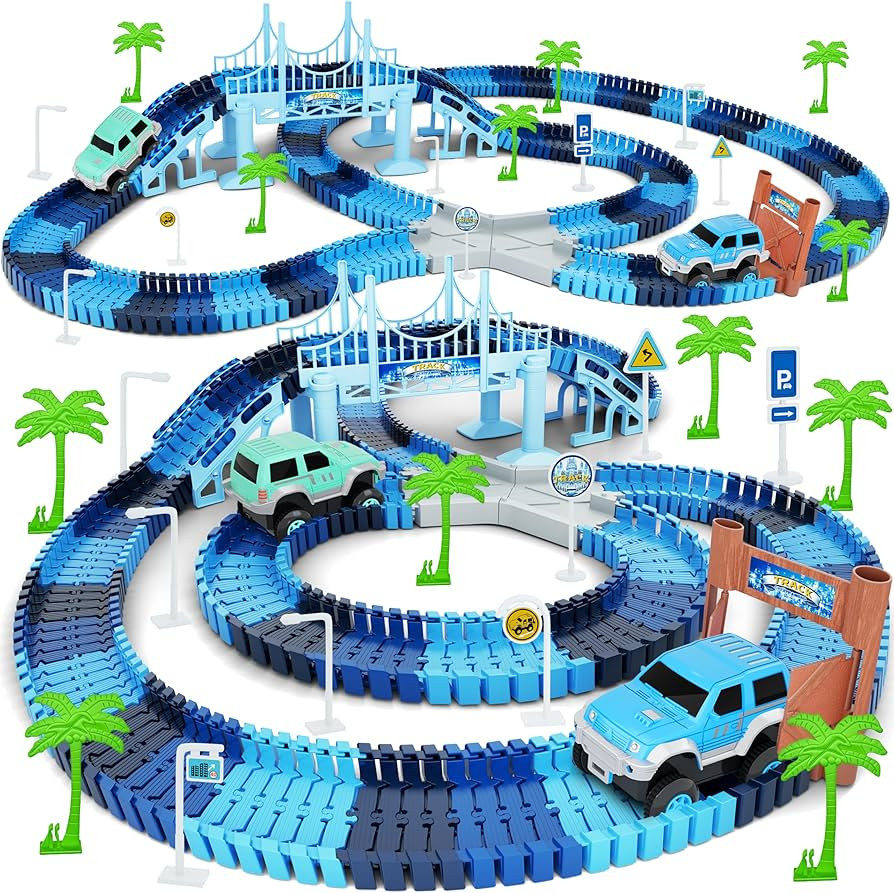 Track Car Toys, 269 PCS Racing Tracks Toy, Create A Frozen World Race Road, Flexible Tracks Plays... | Amazon (US)