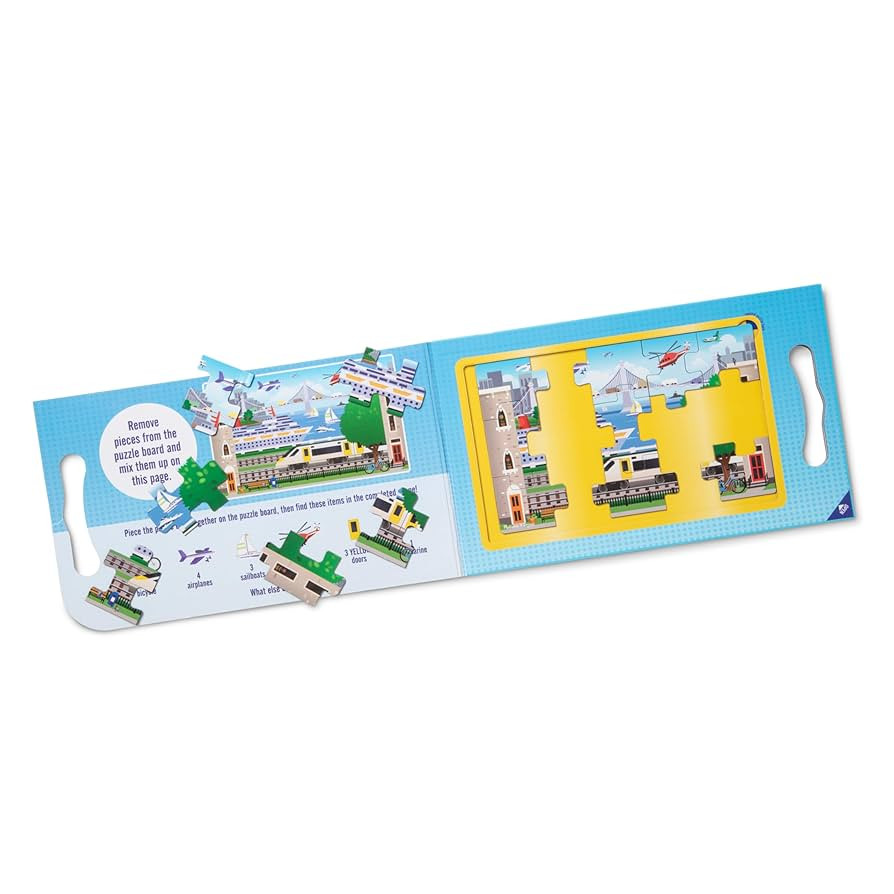 Melissa & Doug Take-Along Magnetic Jigsaw Puzzle Set – Vehicles (2 x 15 Piece) Travel Activity ... | Amazon (US)