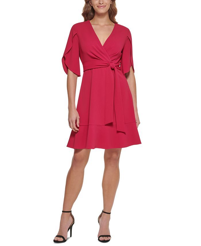 DKNY Tulip-Sleeve V-Neck Dress & Reviews - Dresses - Women - Macy's | Macys (US)