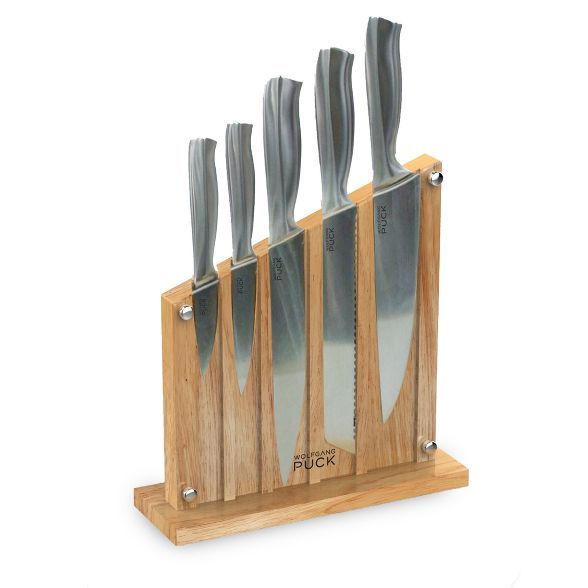 Wolfgang Puck 6-Piece Stainless Steel Knife Set with Knife Block; Carbon Stainless Steel Blades a... | Target