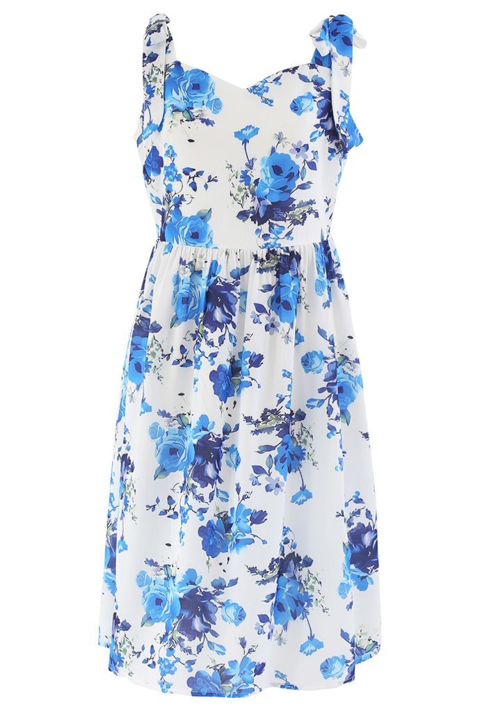 Floral Print Tie Shoulder Midi Dress | Chicwish