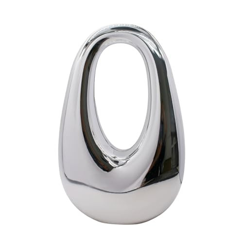 PENGZHI Women Acrylic Clutch Purse Moon Shape Evening Bag Metallic Top Handle Handbag Mirror Shoulder Bag for Wedding Party, Silver | Amazon (US)