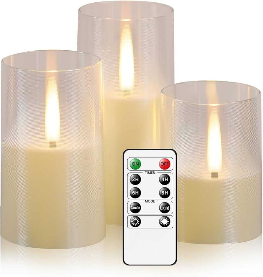 Flameless LED Candles, Upgraded Realistic Flickering Pillar Battery Operated Candles with Remote ... | Amazon (US)