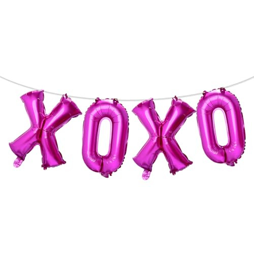 Rose Red XOXO Balloons Banner 16 inch Valentine’s Day Letter Foil Balloons for Romantic Valentine's Day Wedding Bridal Shower Anniversary Engagement Love Party Supplies | Amazon (US)