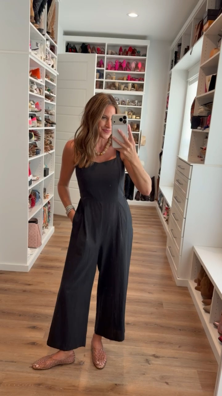 In a small jumpsuit, necklace, jelly flats and accessories - fits tts.

#LTKootd #LTKgrwm #LTKSeasonal