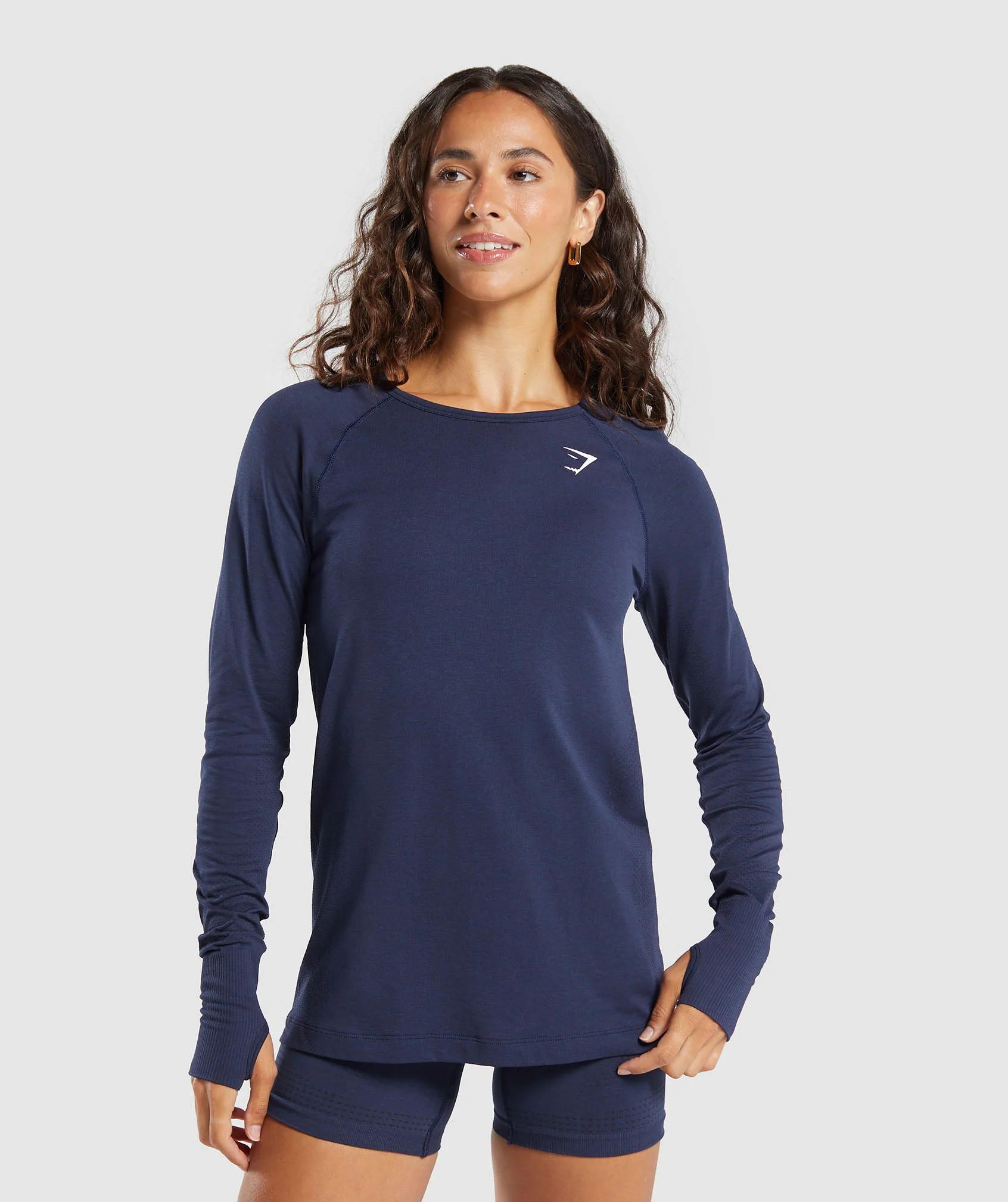 Gymshark Vital Light Long Sleeve Top - Heavy Blue/ Marl | Gymshark US