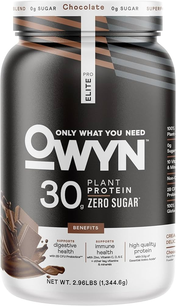 OWYN Only What You Need Pro Elite Vegan 30g Plant-Based High Protein Powder, Zero Sugar (Dark Cho... | Amazon (US)