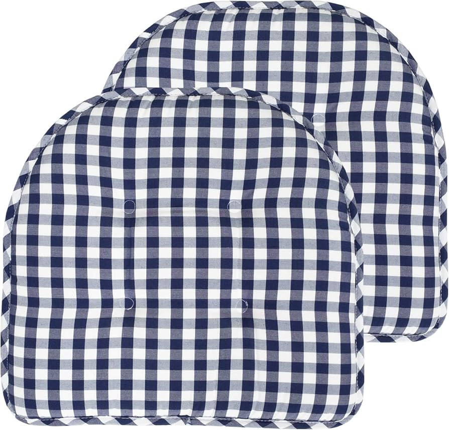 Sweet Home Collection Chair Cushion Memory Foam Pads Tufted Slip Non Skid Rubber Back U-Shaped 17... | Amazon (US)