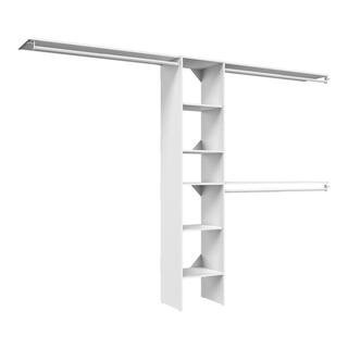 Selectives 76.85 in. W x 112.85 W White Basic Narrow Wood Closet System Kit with Top Shelves | The Home Depot