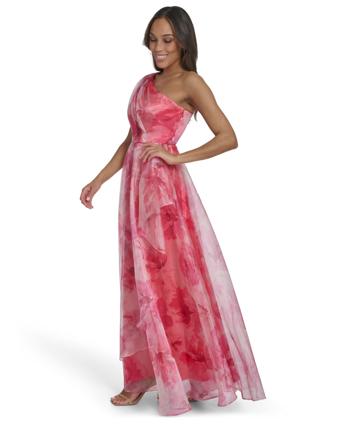 Eliza J Women's One-Shoulder Ball Gown - Pop Pink | Macy's