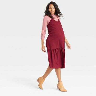The Nines by HATCH™ Sleeveless Tiered Slip Maternity Dress Wine Red | Target