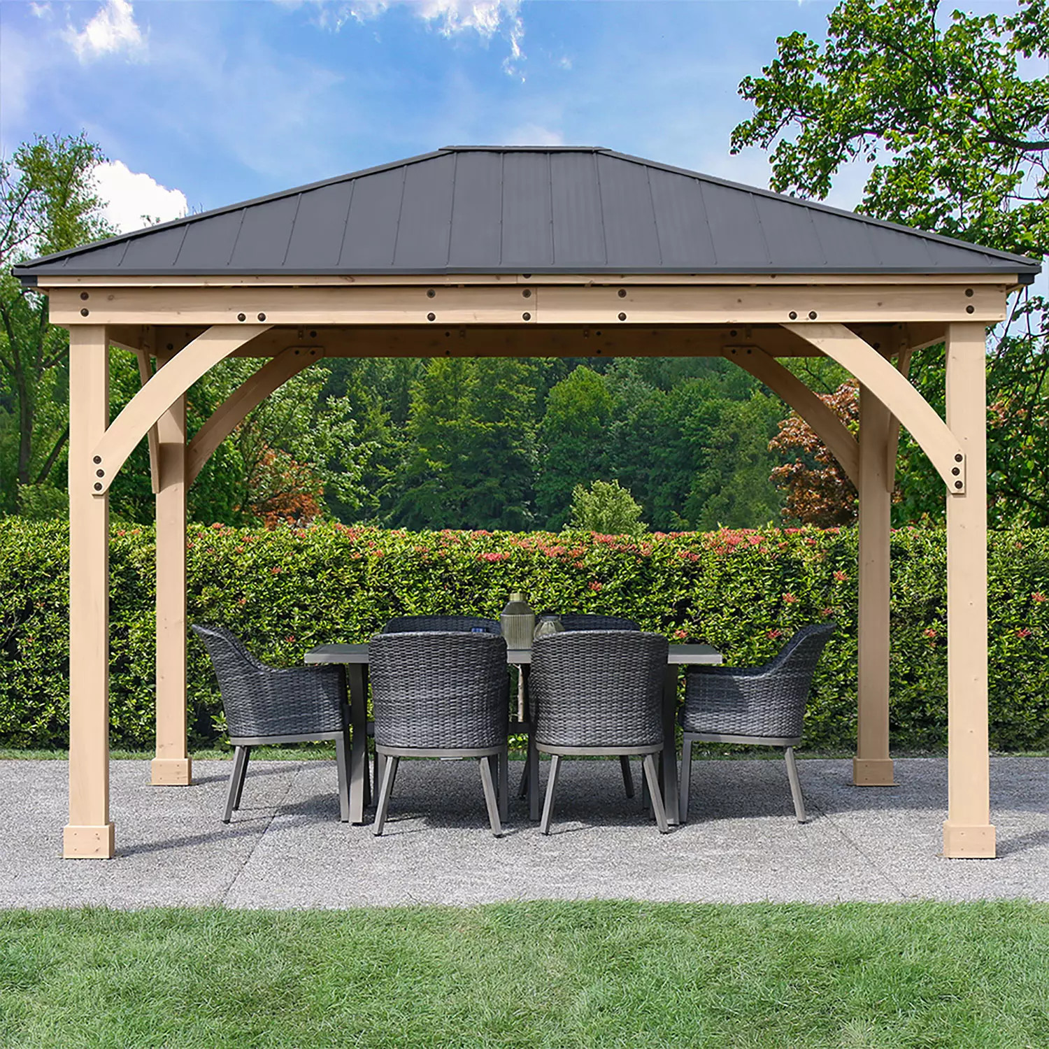 Yardistry All-Cedar Meridian Gazebo with Aluminum Roof:- 11' x 13' | Sam's Club