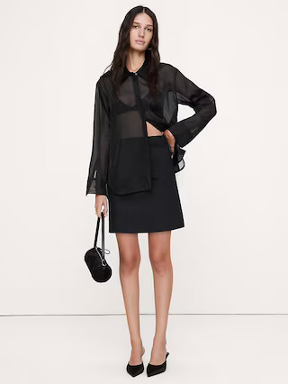 Stretch-Sateen Mini Skirt | Banana Republic (US)
