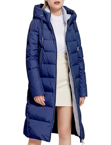 Xuehaya Women Long Puffer Coat Knee Length Winter Puffy Jacket Quilted Hooded Thicken Midi Outerwear with Pockets(Blue-S) | Amazon (US)