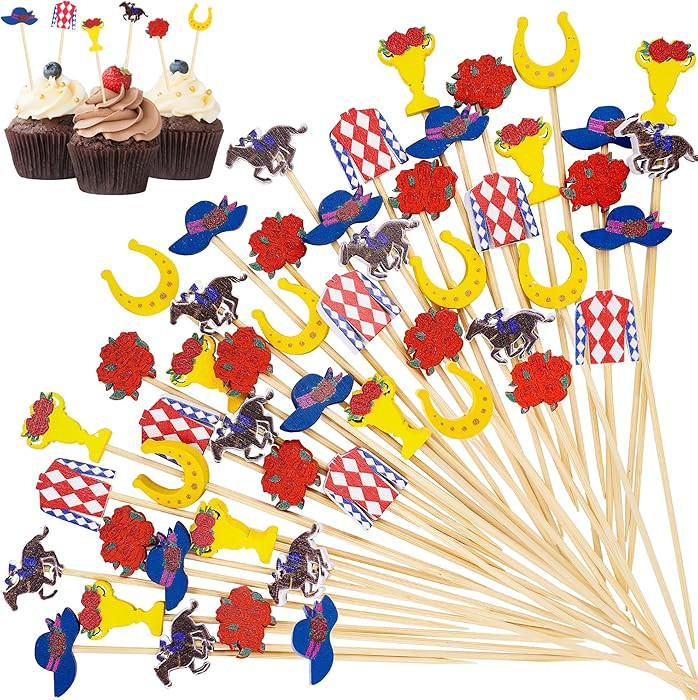 Aodaer 200 Pieces Horse Racing Party Cocktail Picks 4.7 Inch Horseshoe Food Toothpicks Trophy Fru... | Amazon (US)