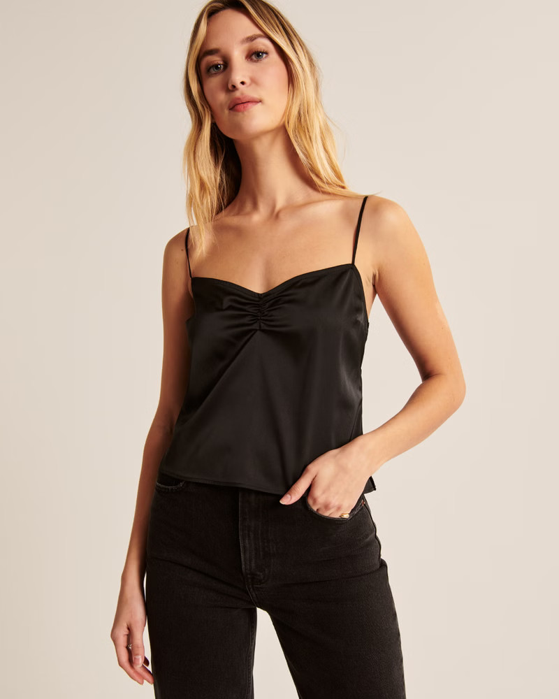 90s Cinched Front Satin Cami | Abercrombie & Fitch (US)