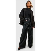 Womens Faux Leather Slouchy Dad Pants - Black - 10 | boohoo (US & Canada)