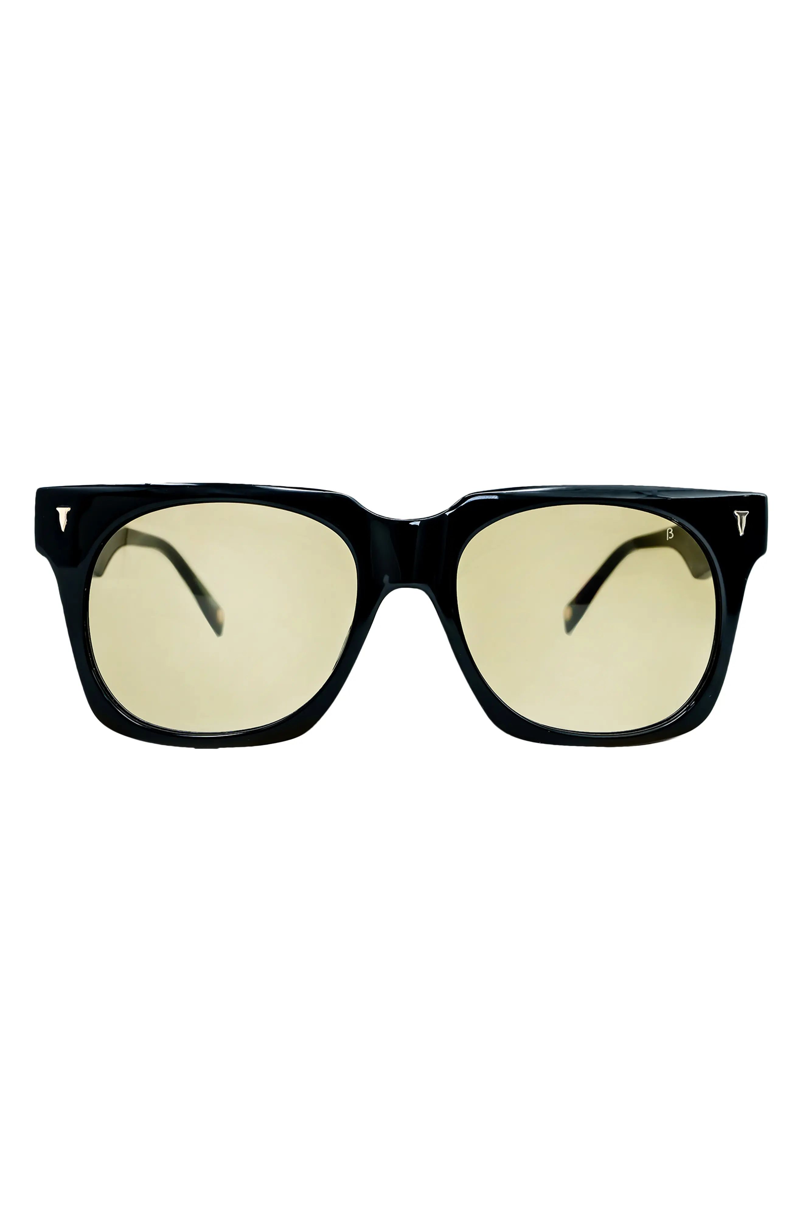 MITA SUSTAINABLE EYEWEAR 57mm Square Sunglasses in Shiny Black/Shiny Black at Nordstrom | Nordstrom