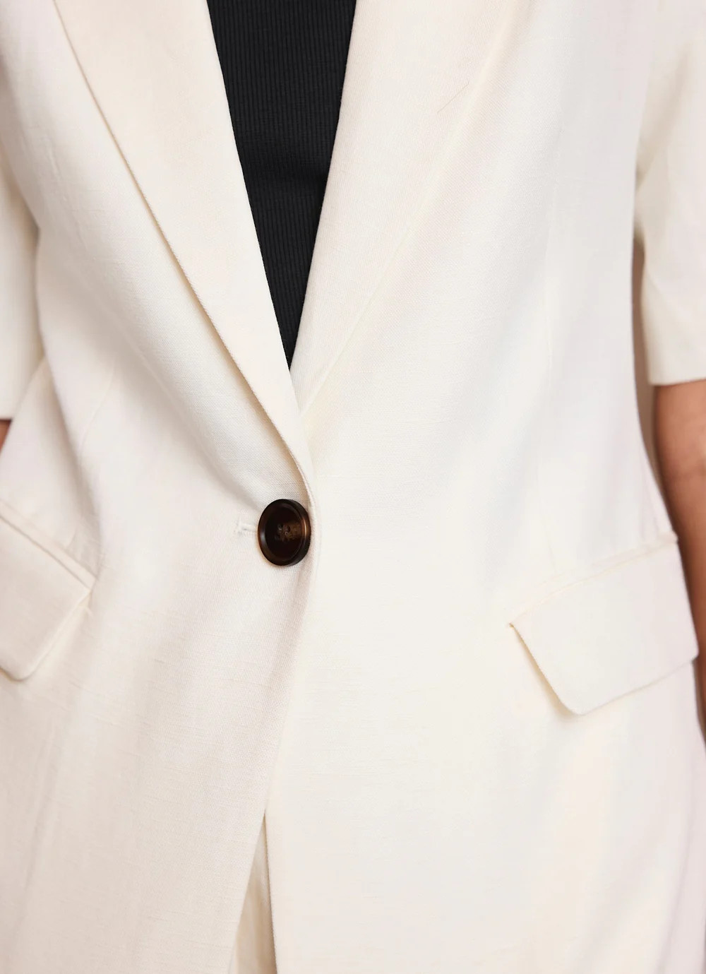 Cream Linen Blend Short Sleeve Blazer | Mint Velvet