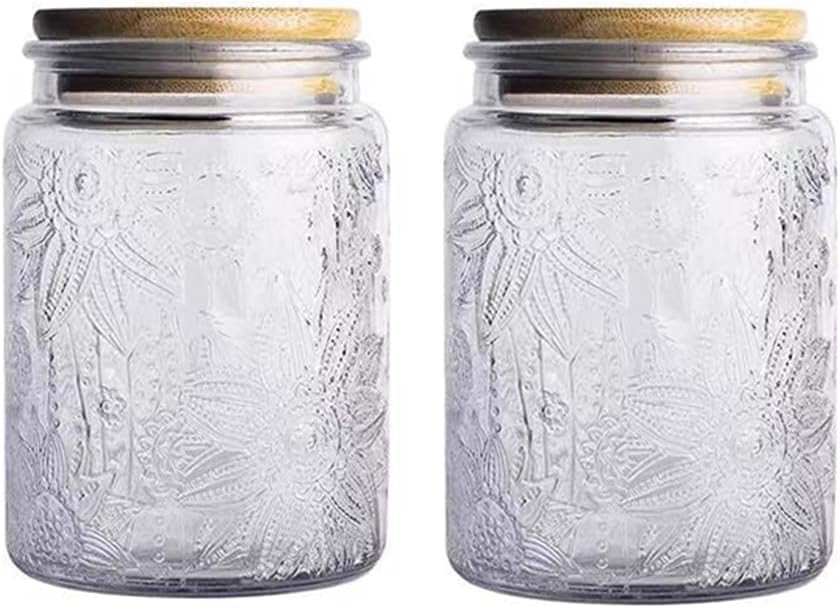 Vintage Glass Jar Canister Storage Jar with Seal Wooden Lid Retro Design for Kitchen Counter, Pan... | Amazon (US)