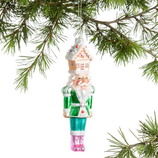 Glass Nutcracker with Gingerbread House Hat Ornament by World Market | World Market