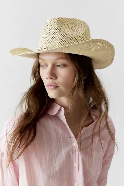 Shell Band Straw Cowboy Hat | Urban Outfitters (US and RoW)