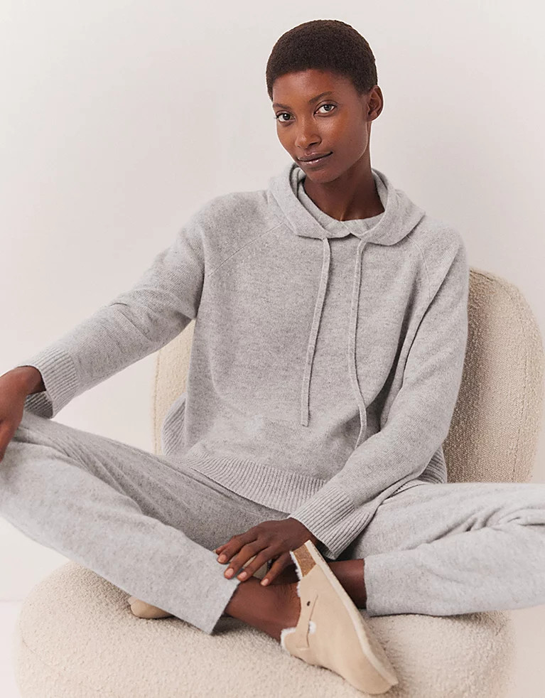 Cashmere Rib Back Hoodie | The White Company (UK)
