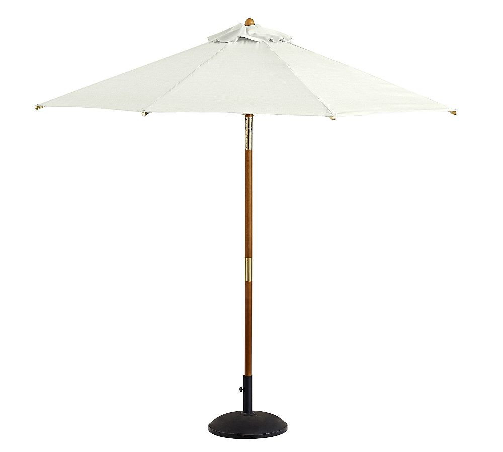 Premium 9' Round Outdoor Umbrella with Eucalyptus Tilt Pole, Sunbrella® Natural | Pottery Barn (US)