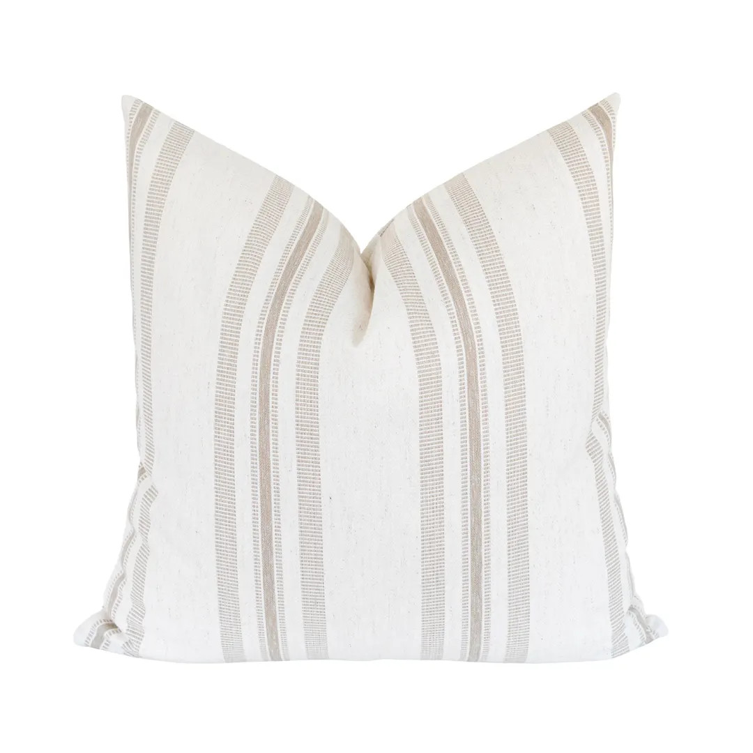 Neutral Striped Pillow Cover: Brown Stripe Throw Pillow, Coastal Decor, Farmhouse Pillows - Etsy | Etsy (US)