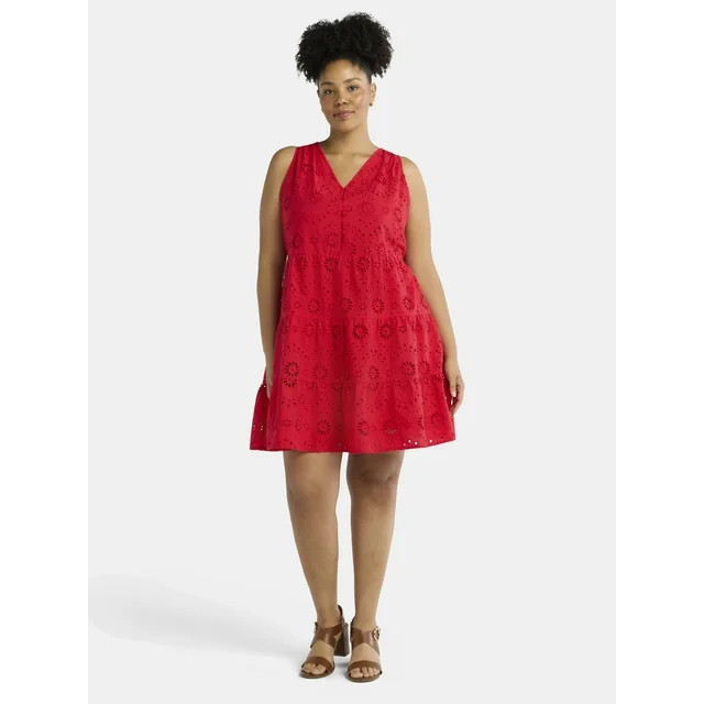 Time and Tru Women's Sleeveless Eyelet Dress, Sizes XS-XXXL | Walmart (US)