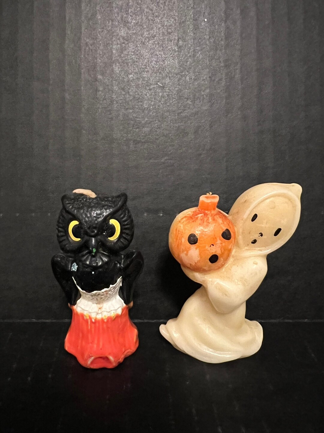 Vintage Halloween Gurley Owl Candle and Gurley Ghost Holding - Etsy | Etsy (US)