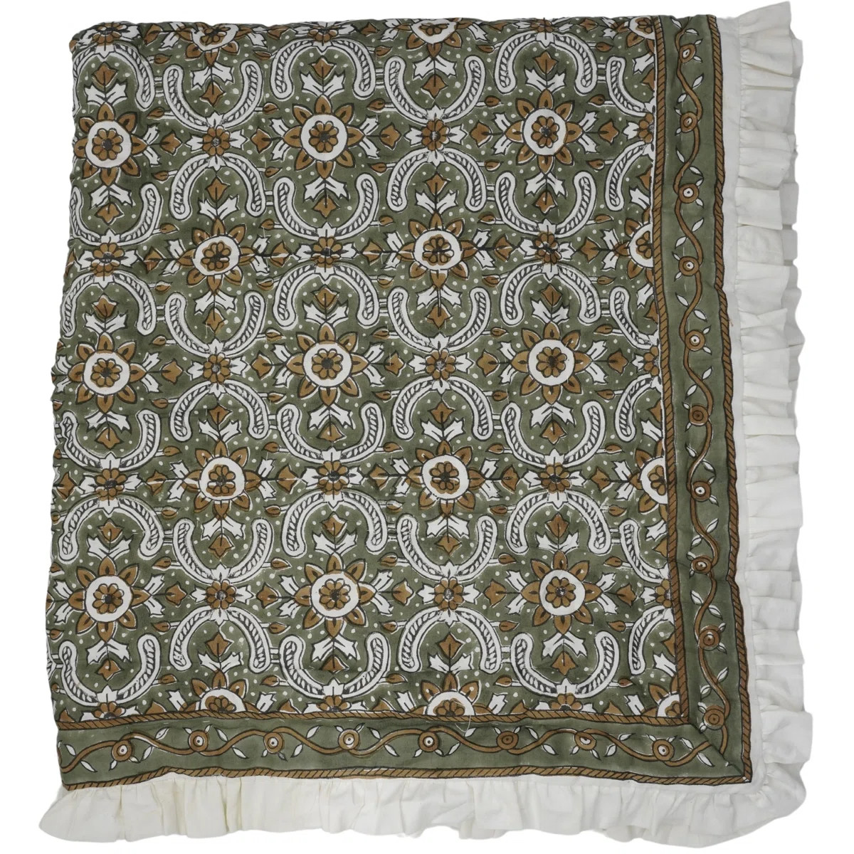 Fabdivine Luxury Block Print Cotton Quilt Floral Boho Bedding for Bedroom & Sofa | Wayfair North America