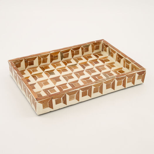 Brown & White Patterned Inlay Tray | TK Maxx
