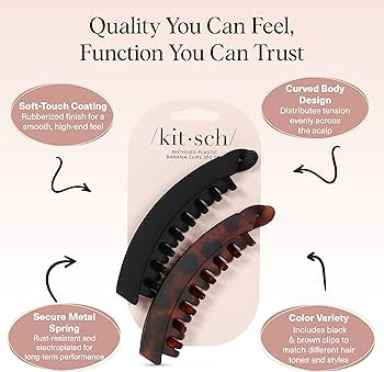 Kitsch Banana Clips For Women - Retro 80’s Style Hair Clips | Secure & Durable No Crease, Cute ... | Amazon (US)